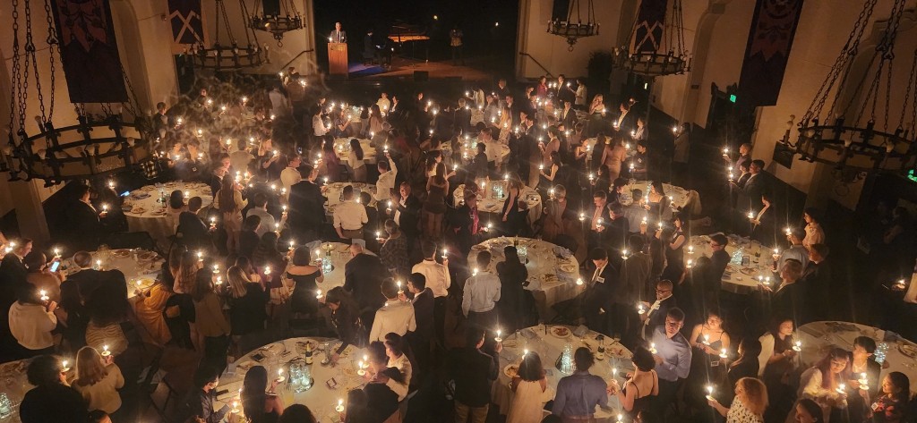 Aerial view of the candlelight ceremony. Photo by Tim Lynch.